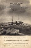 Vintage Postcard Warship Billhook Armours French 1st rank in operation of combat by heavy sea
