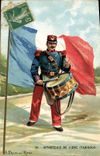 CPA Militaria Infanterie de ligne Tambour Drapeau