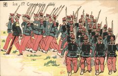 Vintage Postcard Militaria the 1st Company