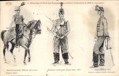 CPA Militaria Garde Imperiale Officier 1855 1870 Cavalier conducteur Sous officier 