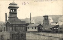 Vintage Postcard Mines Mines Saint Etienne the wells of Chatelus
