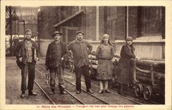 Vintage Postcard Mines Mines Minors Transport of wood for casing of the galleries