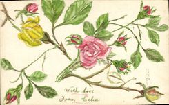 CPA Fantaisie (dessin a la main) Fleurs 