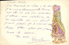 CPA Fantaisie (dessin a la main) Femme 