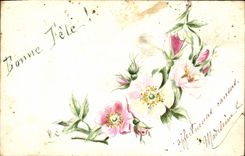 CPA Fantaisie (dessin a la main) Fleurs 