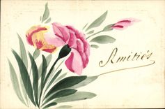 CPA Fantaisie (dessin a la main) Fleurs 