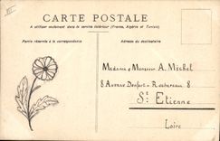 Vintage Postcard Fantasy (drawing has the hand) Easter Flowers