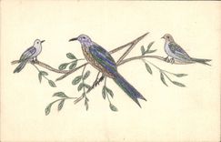 CPA Fantaisie (dessin a la main) Oiseaux 