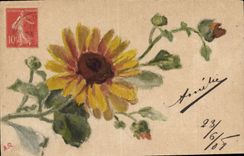 CPA Fantaisie (dessin a la main) Fleurs 