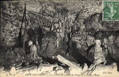 CPA Grottes Arcy sur Cure Les grottes Le cabinet du prince et le cierge Pascal