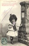 Vintage Postcard Fantasy Child the day of Suzette Letter-box