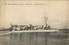 Vintage Postcard Warship Bombards Destroyer of squadron