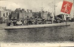 Vintage Postcard Warship Cherbourg the Ram Against destroyer