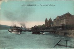 CPA Coblence Vue sur la Prefecture Bateau