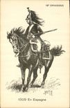 CPA Militaria 18em Dragons 1809 en Espagne