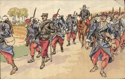 Vintage Postcard Militaria In operations the chason of road