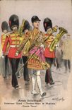 CPA Militaria Armee britannique Tambour major et musiciens Grande Tenue