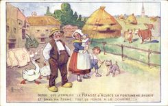 CPA Publicite Potasse d'Alsace Vaches Ferme Chien