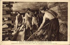 Vintage Postcard Publicity domanial Mines of Potashes of Alsace Underground working sylvinite Loading in the face
