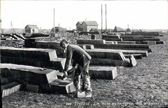 Vintage Postcard Trelaze Salte quarries the setting in lines of slates