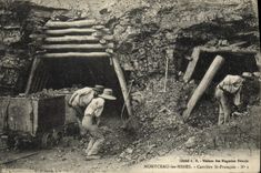Vintage Postcard Montceau Salte quarries the Mines Career of St François SIGNAL