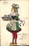 Vintage Postcard Fantasy Brittany Child (drawing has the hand)