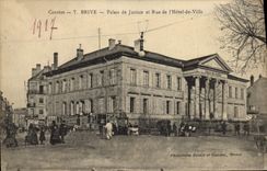 Vintage Postcard Law courts and Street of the Town hall Brive Correze