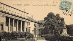 Vintage Postcard Trawl-net on the Saone Thevenin Public garden and Law courts
