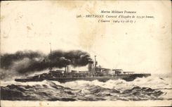 CPA Bateau de Guerre Bretagne Cuirasse d'escadre 