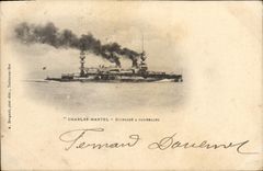 Vintage Postcard Warship Charles Martel Cuirasse has turrets