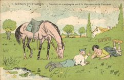 CPA Militaria Scenes militaires Service en campagne  