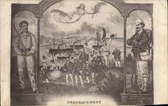 CPA Militaria Debarquement Bateaux 