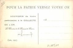CPA Comite de l'Or du departement du Rhone Versez votre Or Militaria