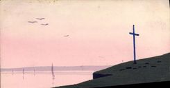 CPA Fantaisie (dessin a la main) Paysage Croix 