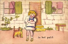 CPA Fantaisie (dessin a la main) Enfant Le tout petit Chat Chaton 