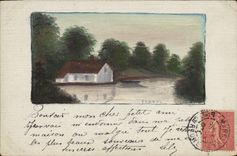 CPA Fantaisie (dessin a la main) Maison Paysage 