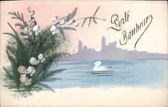 CPA Fantaisie (dessin a la main) Fleurs Cygne Muguet 