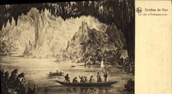 CPA Grotte Grottes de Han Le lac d'embarquement 