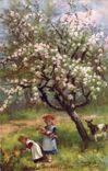 CPA Fantaisie Enfant Poupee The apple tree Chevre 