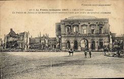 CPA Palais de justice Chauny Le palais de justice et les maisons environnantes rases Militaria 