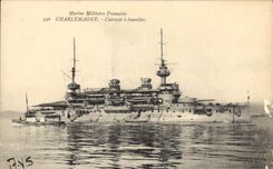 CPA Bateau de Guerre Charlemagne Cuirasse a tourelles 