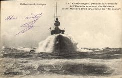 CPA Bateau de Guerre Le Charlemagne pendant la traversee de l'escadre revenant des Baleares Vue pris