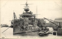 CPA Bateau de Guerre Cherbourg Arsenal Le Carnot 
