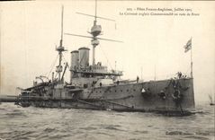 CPA Bateau de Guerre Fetes Franco Anglaises Juillet 1905 Le cuirasse anglais Commonswealth en rade d