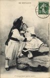 CPA Folklore Bretagne Enfants 
