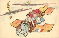 CPA Militaria Orphelinat des Armees Enfants Avion Aviation Lune 