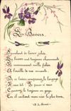 CPA Fantaisie (dessin a la main) Fleurs Poeme Les baisers Alfred de Musset