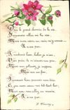 CPA Fantaisie (dessin a la main) Fleurs Poeme 