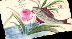 CPA Fantaisie (dessin a la main) Fleurs Poisson