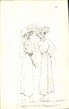 CPA Fantaisie (dessin a la main) Femmes 